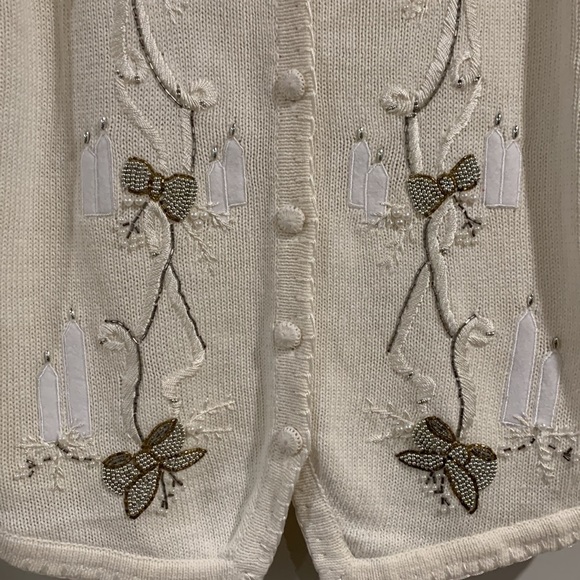 Victoria Jones - small, white holiday sweater vest - Picture 3 of 6
